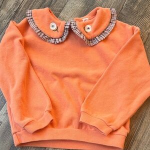 Orange Sweater with Plaid Collar